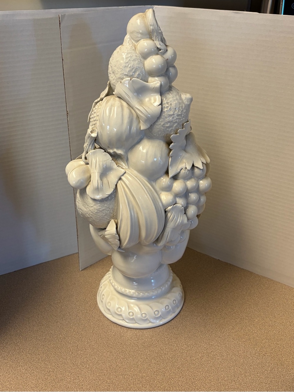 majolica mid-century marked and stamped white fruit topiary